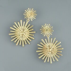 Gold Sunburst Drop Earrings - Women's Jewelry